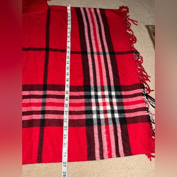 Talbots Red Plaid Turtleneck Poncho Sweater- XS/S - Picture 7 of 8